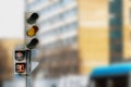 The traffic light shows red, which prohibits traffic for people