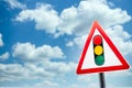 Traffic light sign against to blue sky, copy space Royalty Free Stock Photo