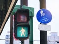 Traffic Light Sign Green light People cross road Pedestrian Bicycle lane Royalty Free Stock Photo