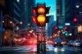 Traffic light signal in the city at night. 3d rendering Royalty Free Stock Photo