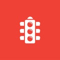 Traffic Light Signal Icon On Red Background. Red Flat Style Vector Illustration Royalty Free Stock Photo