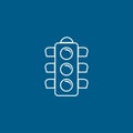 Traffic Light Signal Line Icon On Blue Background. Blue Flat Style Vector Illustration Royalty Free Stock Photo