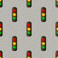 Traffic light signal with red, yellow and green color seamless pattern Royalty Free Stock Photo