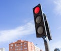 Traffic light signal for vehicles, red warning lamp sign to stop the car on the road Royalty Free Stock Photo