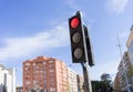 Traffic light signal for vehicles, red warning lamp sign to stop the car on the road Royalty Free Stock Photo