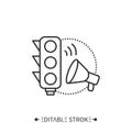 Traffic light sound line icon. Editable vector