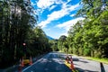 A traffic light for stop the car on the road in the country side. I Royalty Free Stock Photo