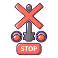 Traffic light stop railway icon, cartoon style Royalty Free Stock Photo