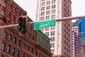 Traffic light surface street sign and in Boston Royalty Free Stock Photo