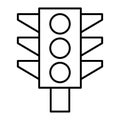 Traffic light thin line icon. Traffic signal illustration isolated on white. Lights outline style design, designed for Royalty Free Stock Photo