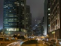 Traffic and light trail in central district at Hong Kong city Royalty Free Stock Photo