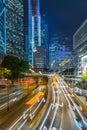 Traffic light trails at Night in Hong Kong Royalty Free Stock Photo