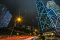 Traffic light trails at Night in Hong Kong Royalty Free Stock Photo