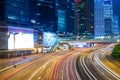 Traffic light trails at Night in Hong Kong Royalty Free Stock Photo