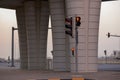 Traffic light under a highway bridge, Muscat, Oman Royalty Free Stock Photo