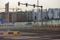 Traffic light under a highway bridge, Muscat, Oman Royalty Free Stock Photo