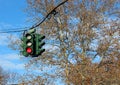 Traffic light that is upside down, historic landmark called Tipperary Hill traffic light, Syracuse, New York, 2018