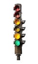 Traffic light at an urban intersection. Red, green, and yellow lights are visible. on transparent background PNG Royalty Free Stock Photo