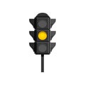 Traffic light with yellow signal isolated on white background Royalty Free Stock Photo