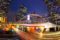 Traffic lighting on Sathorn road, Business center of Bangkok. Royalty Free Stock Photo