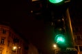 Traffic lights for bicycles at night in the city. Green light for sports concept. Royalty Free Stock Photo