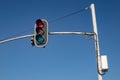 Traffic lights in Central Europe. Signal lights above the road