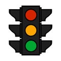 Traffic lights colorful cartoon Stoplight sign. Icon traffic light isolated on white.