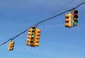 Traffic lights in front of blue sky Royalty Free Stock Photo