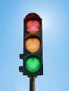 Traffic lights with green, orange and red hearts