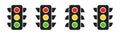 .Traffic lights icon set. Stoplight. Color traffic light collection. Vector illustration. Royalty Free Stock Photo