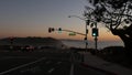 Traffic lights, pacific coast highway, California. Road trip along ocean in dusk Royalty Free Stock Photo