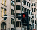 Traffic lights for pedestrian showing the red Royalty Free Stock Photo