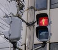 Traffic lights for pedestrian showing the red Royalty Free Stock Photo