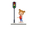 Traffic lights pedestrian on the sidewalk Royalty Free Stock Photo