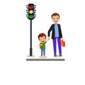 Traffic lights pedestrian on the sidewalk Royalty Free Stock Photo