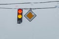 traffic lights with a pointer to the main road on a gray background Royalty Free Stock Photo