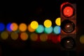 Traffic lights red color at night Royalty Free Stock Photo