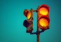 Traffic lights with red light on blue sky background Royalty Free Stock Photo