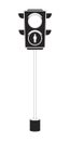 Traffic lights with stop symbol black and white 2D line cartoon object