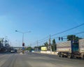 Traffic lights, traffic lights, red light intersection on roads in Thailand