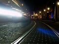 Traffic lights tram with longexposure in downtown germany