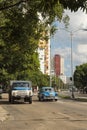 Traffic Linea street Vedado Havana