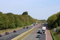 Traffic on M6 motorway in countryside, Lancashire Royalty Free Stock Photo