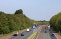 Traffic on M6 motorway in countryside, Lancashire Royalty Free Stock Photo