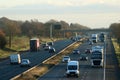 Traffic on M6 motorway in Lancashire countryside Royalty Free Stock Photo