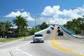 Traffic on the Mantanzas Pass Bridge in Fort Myers Beach, Florida Royalty Free Stock Photo