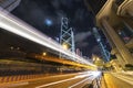 Traffic in midtown of Hong Kong city at night Royalty Free Stock Photo