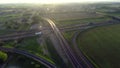 Traffic on modern complex road intersection transport infrastructure aerial view Royalty Free Stock Photo