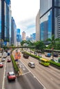 Traffic, modern office buildings and city life In Hong Kong. Royalty Free Stock Photo