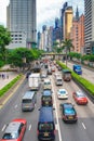 Traffic, modern office buildings and city life In Hong Kong Royalty Free Stock Photo